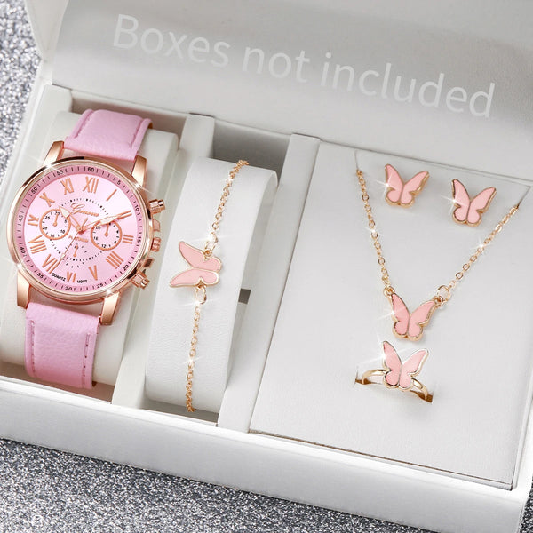 Elegant Heart Watch & Jewelry Set